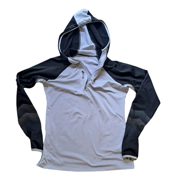 REEBOK WOMEN'S LONG SLEEVE HOODED SIZE SMALL GREY AND BLACK ZIPPER SWEATSHIRT - Picture 4 of 5